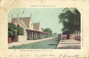 argentina, SAN FERNANDO, Estacion F.C.B.A. y R., Railway Station, Train (1903)