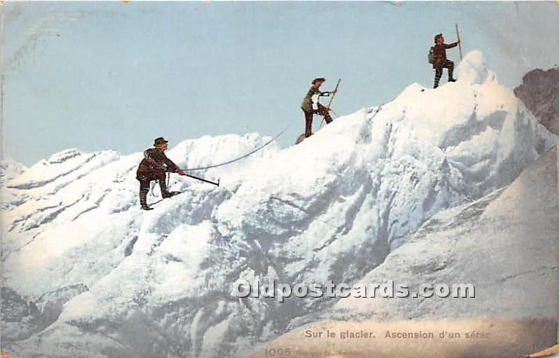 Sur Le Glacier Mountain Climbing Unused very small paper chip right bottom co...