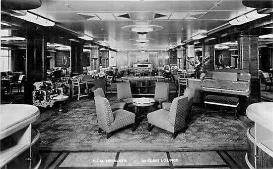 Steamship, P.&.O. Himalaya, First Class Lounge, RPPC