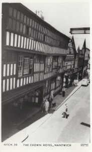 The Crown Hotel Nantwych Cheshire Vintage Real Photo Postcard