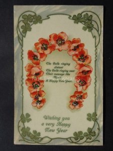 Poppies Postcard: Horseshoe WISHING YOU A VERY HAPPY NEW YEAR - Donate to R.B.L.