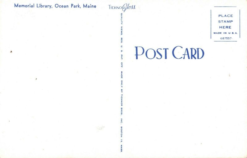 Memorial Library Ocean Park Maine Postcard 10c1-727 | United States ...