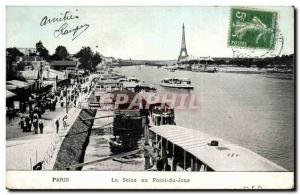 Paris Old Postcard The Seine at break of day Eiffel Tower