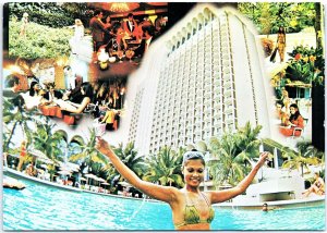 VINTAGE CONTINENTAL SIZE POSTCARD SHANGRI-LA HOTEL ORCHARD ROAD SINGAPORE 1977