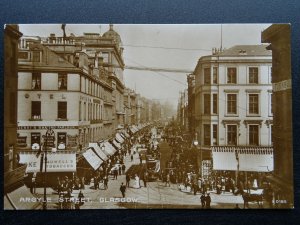 Glasgow ARGYLE STREET shows MOWELL'S TOBACCO SHOP c1920s RP Postcard