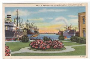 Ships Alabama State Docks Mobile AL 1941 linen postcard