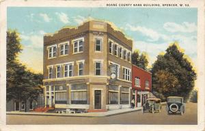 F16/ Spencer West Virginia Postcard 1930s Roane County Bank Building