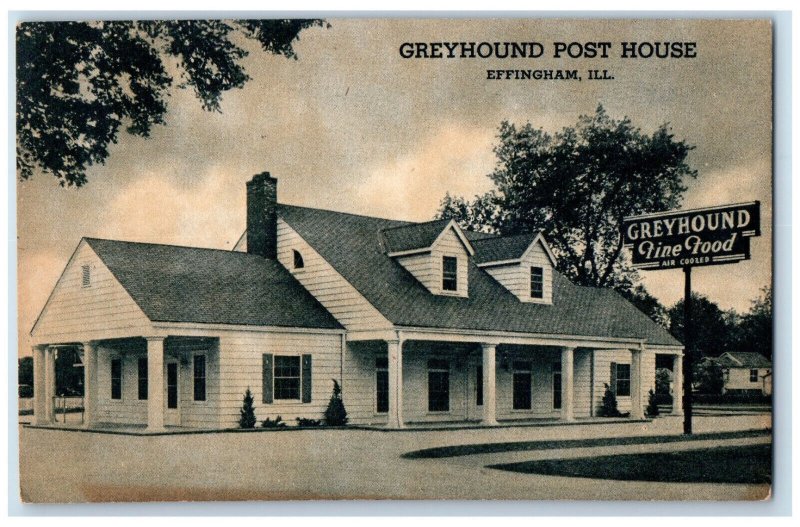 c1950's Greyhound Post House Effingham Illinois IL Vintage Unposted Postcard 