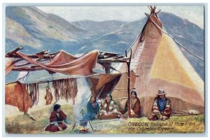 c1910's Indians At Home On The Columbia River Oregon OR Unposted Tuck's Postcard