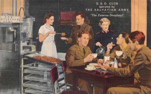 Salvation Army USO Club Dining Room Doughnuts Vintage Postcard AA66108