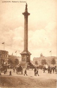 London. Nelson's Column. Horse-cars  Tuck Sepia Series PC # 2400