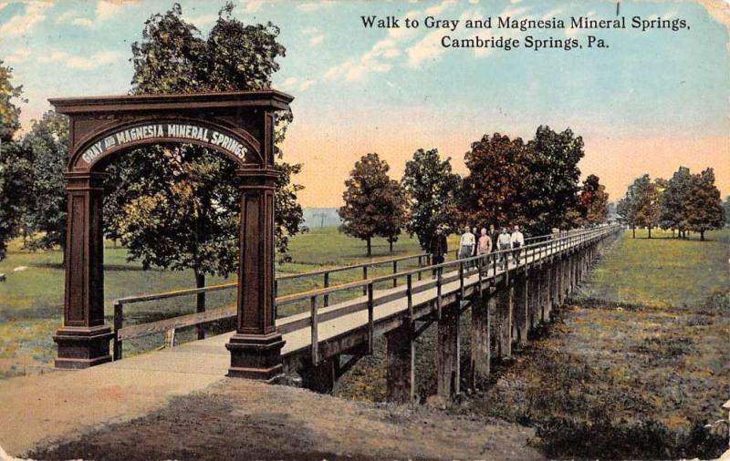 Cambridge Springs Pennsylvania Magnesia Mineral Springs Gate Postcard K92328