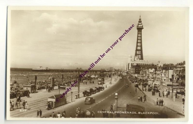 tp1645 - Central Promenade , Blackpool , Lancashire - postcard