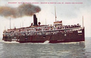 City Of Benton Harbor River Steamship Graham & Morton Line Ferry Boat Ship 