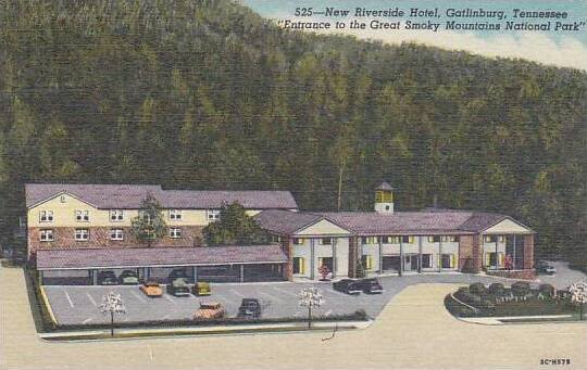 Tennessee Gatlinburg New Riverside Hotel Entrance To The Great Smoky Mountain...