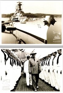 2~REPRO 4X6 Postcards BATTLESHIP MISSOURI Mothballed & President Truman~Crew