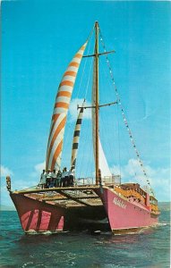 Postcard Hawaii Waikiki Henry J. Kaiser's Catamaran 1950s Pacific 23+274