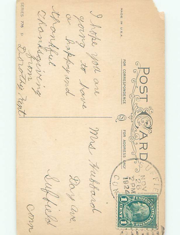 Divided-Back THANKSGIVING SCENE Great Postcard AA0434