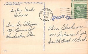 J39/ Birmingham Alabama Postcard Linen First Baptist Church 140