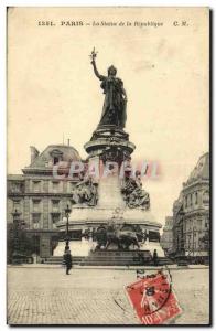 Old Postcard Paris Statue of Lion Republic