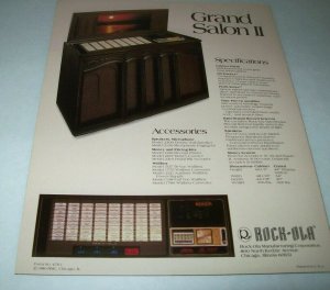 Rock Ola 476 Grand Salon 2 Jukebox FLYER Original Phonograph Music Brochure 1980