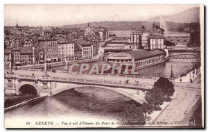 Switzerland Geneva Old Postcard View a theft & # 39oiseau Bridge