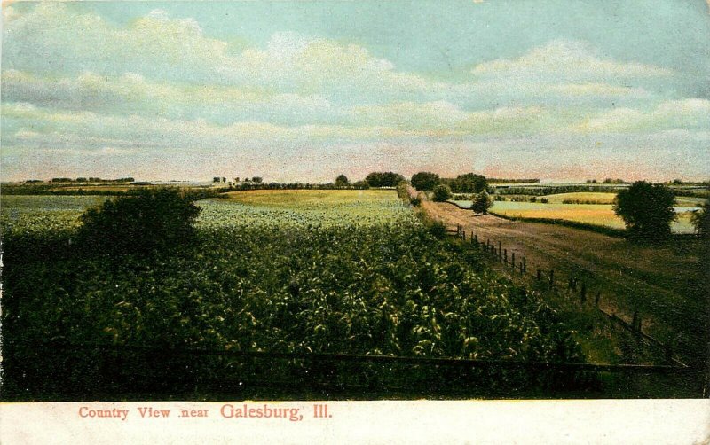 Vintage Postcard; Country View near Galesburg IL Knox County Unposted Wheelock