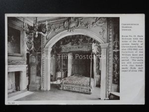 IPSWICH Christchurch Mansion STATE BEDROOM No.15 Old Postcard by I.C.M.C. No.XX