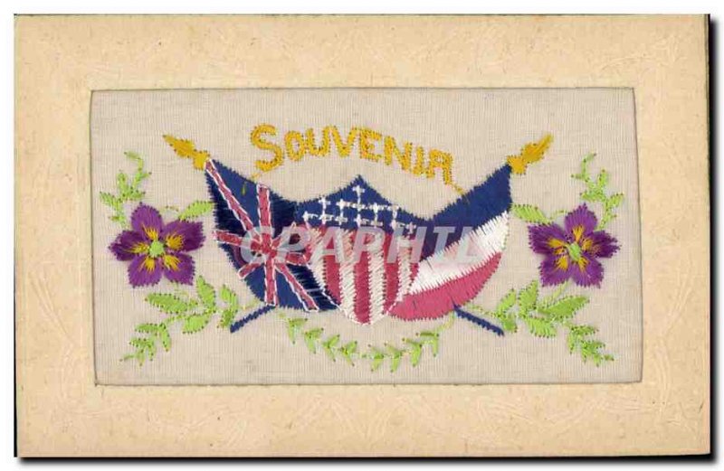 Old Postcard Army Flags England France USA