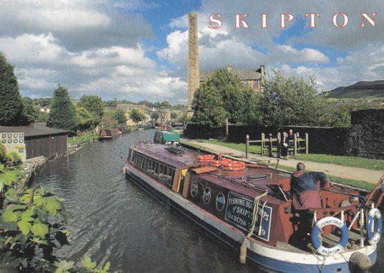 Pennine Guide Trips Boat Moored on Skipton Canal Postcard