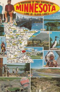 Minnesota Paul Bunyanland Map Lakes Postcard