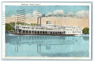 1921 Steamer Saint Paul Passengers Scene Davenport Iowa IA Posted Trees Postcard