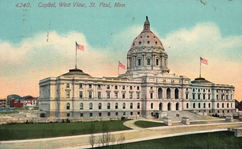 Vintage Postcard 1914 Capitol West View Saint Paul Minnesota The Acmegraph Co.
