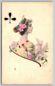 Artist Signed  M.M.VIENNE    QUEEN OF CLUBS    c1903