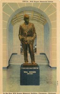 OK, Claremore, Oklahoma, Will Rogers Memorial Building and Statue, Curteich