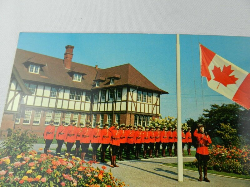 Vintage Postcard Canada Royal Canadian Police Troop Raising Flag