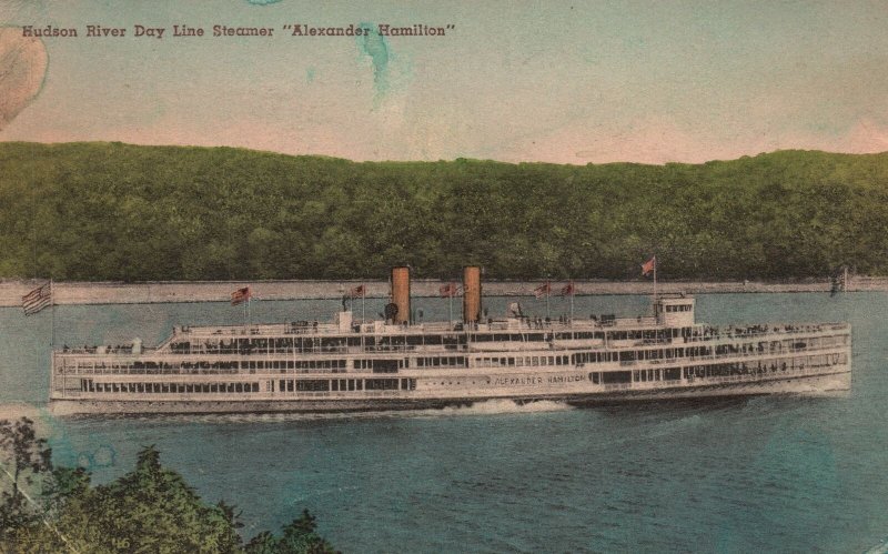 Vintage Postcard 1947 Hudson River Day Line Steamer Alexander Hamilton THRDL Pub
