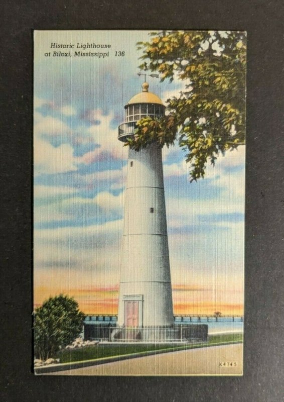 Vintage Historic Lighthouse Biloxi Mississippi Picture Postcard