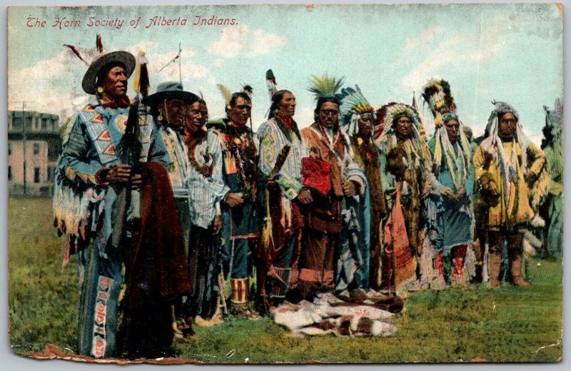 Alberta Canada c1910 Postcard The Horn Society Of Alberta Indians