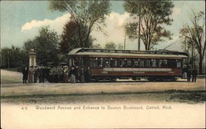 Detroit MI Tourist Trolley Car Woodward Ave c1905 Postcard