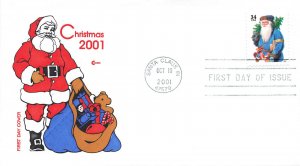 2001 Santa Claus IN. First Day Color Red Suited Blue Coat Stamp  Cover