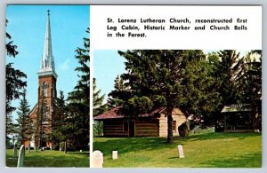 St Lorenz Lutheran Church, Log Cabin, Frankenmuth Michigan, 1969 Postcard, NOS