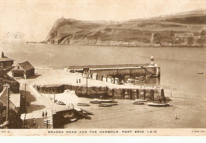 Bradda Head and the Harbour, Port Erin, I.O.M. A Tuck postcard # I.O.M. 66