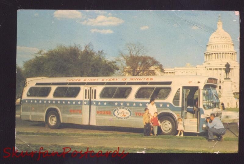 WASHINGTON DC SIGHTSEEING TOUR BUS VINTAGE POSTCARD