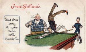 Comic Billiards Handstand Trick Shot Antique Snooker Comic Postcard