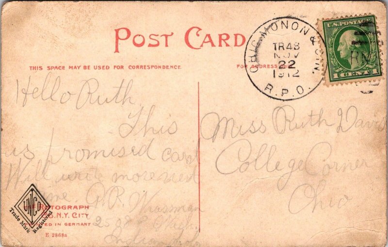 Miami River and High Street Bridge, Hamilton OH c1912 Vintage Postcard Q46