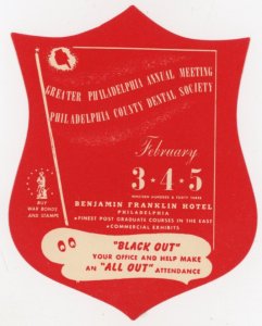 1930-40s Philadelphia County Dental Society Ben Franklin Hotel Poster Stamp F224