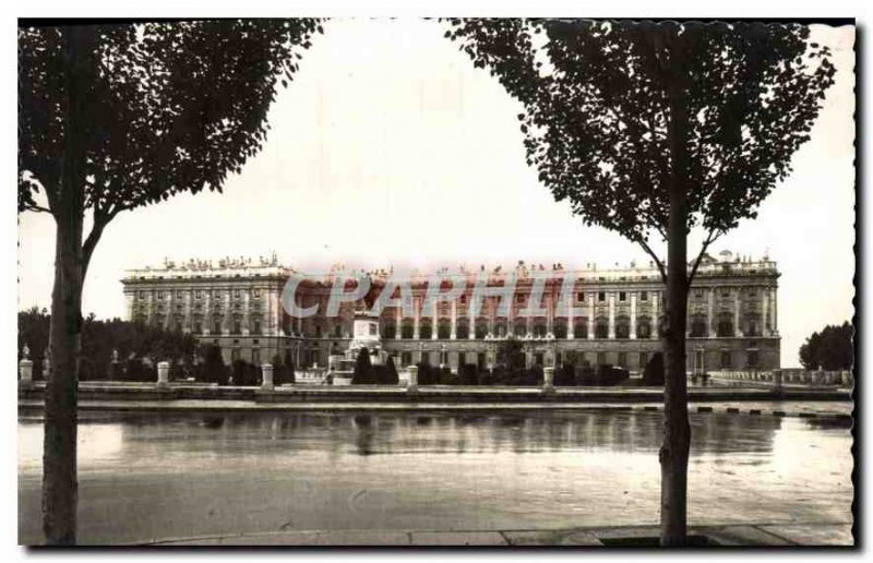 Old Postcard Madrid East National Palace Square