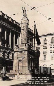 RPPC BATTLE MONUMENT BALTIMORE MARYLAND REAL PHOTO POSTCARD (c. 1920s)