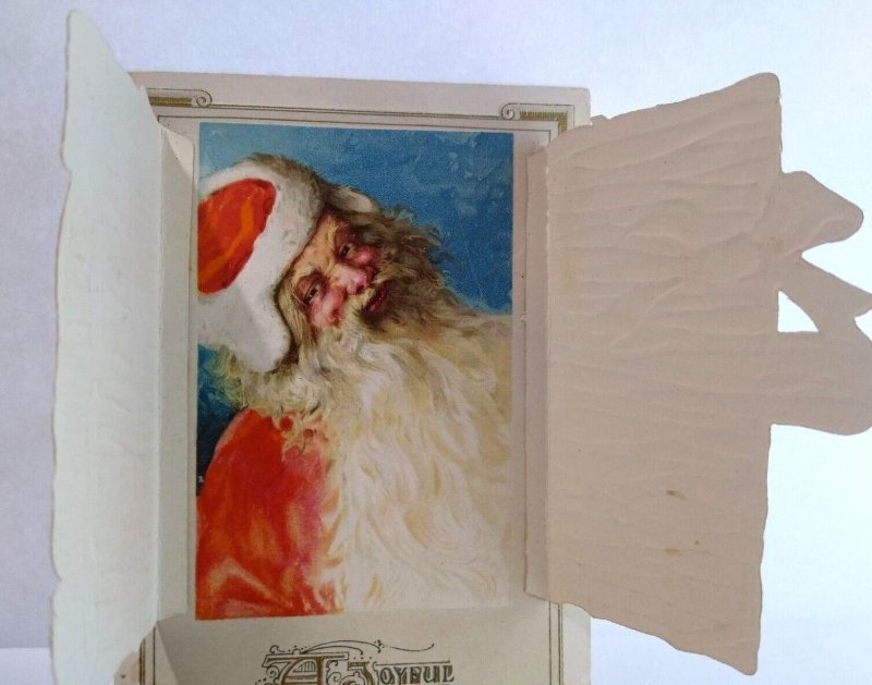 Santa Claus Mechanical Foldout Christmas Postcard Germany John Winsch Back